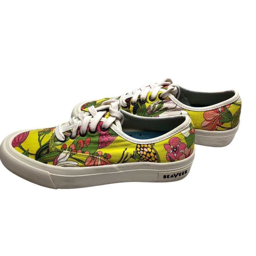 SEEVEES TRINA TURK LEGEND SNEAKER FLORAL CANVAS SHOES SIZE 6